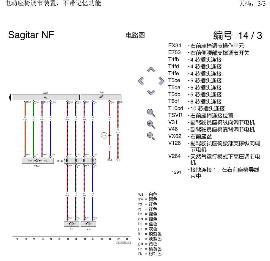 一汽大众3321 速腾 MQB 电动座椅调节 不带记忆 电路图
