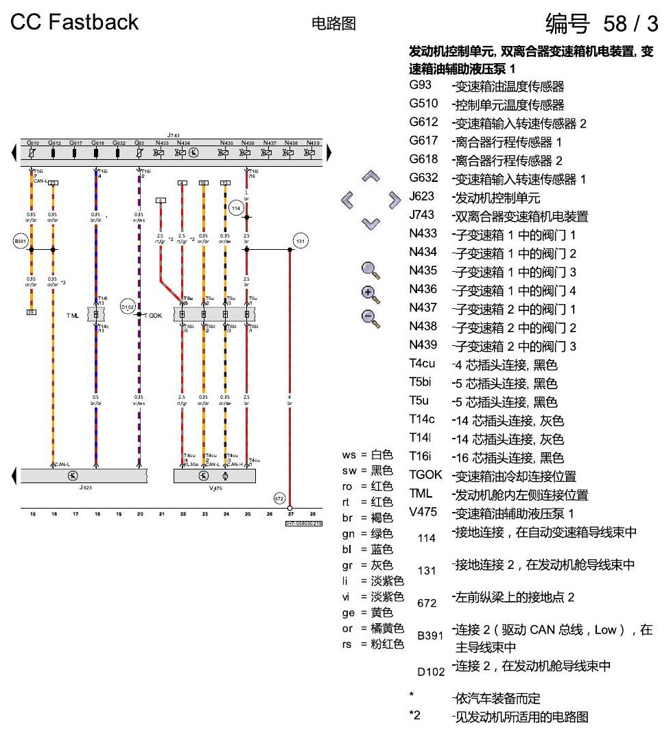 一汽大众CC MQB 0DE 变速箱 电路图