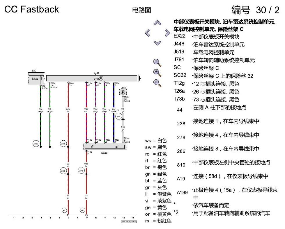 一汽大众CC MQB PDC 电路图