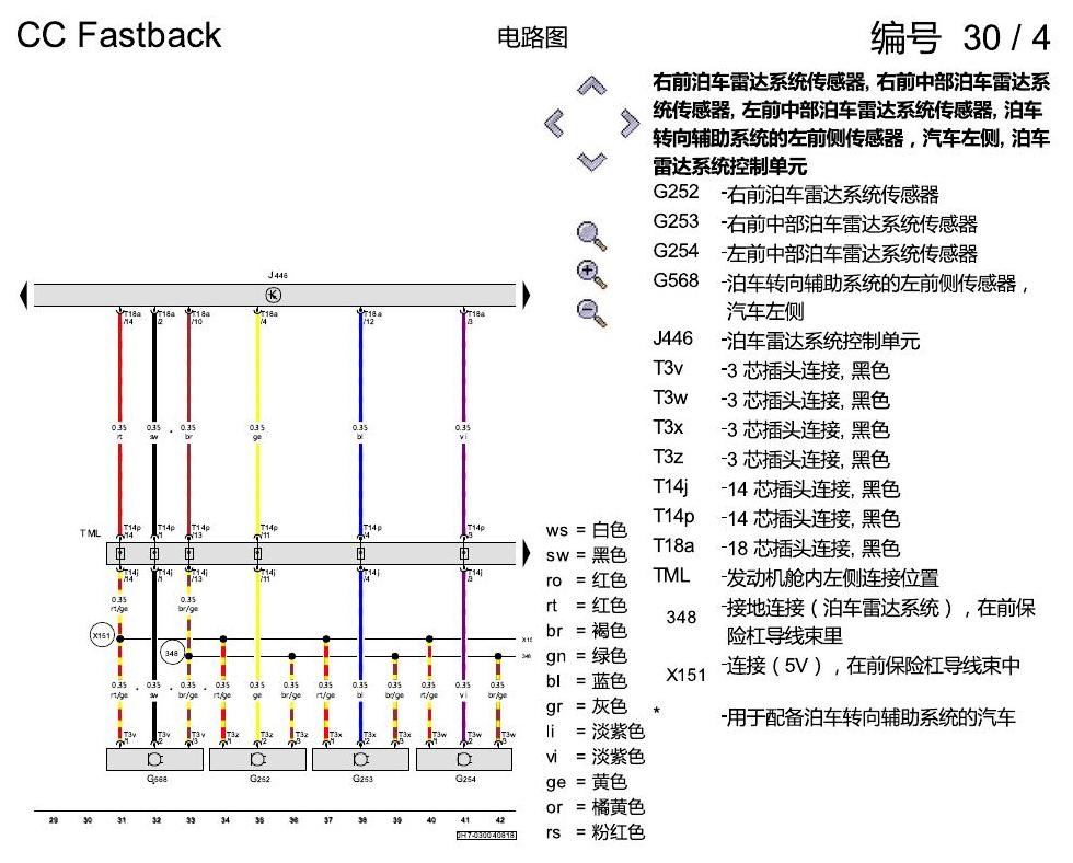 一汽大众CC MQB PDC 电路图