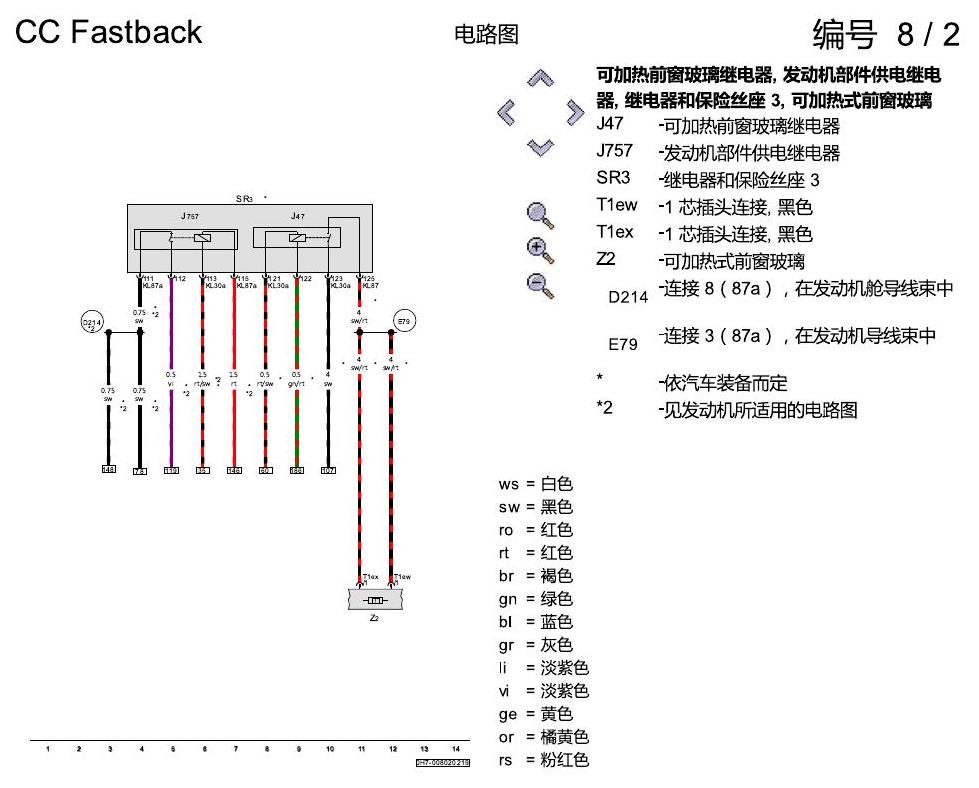 一汽大众CC MQB 保险丝配置 电路图