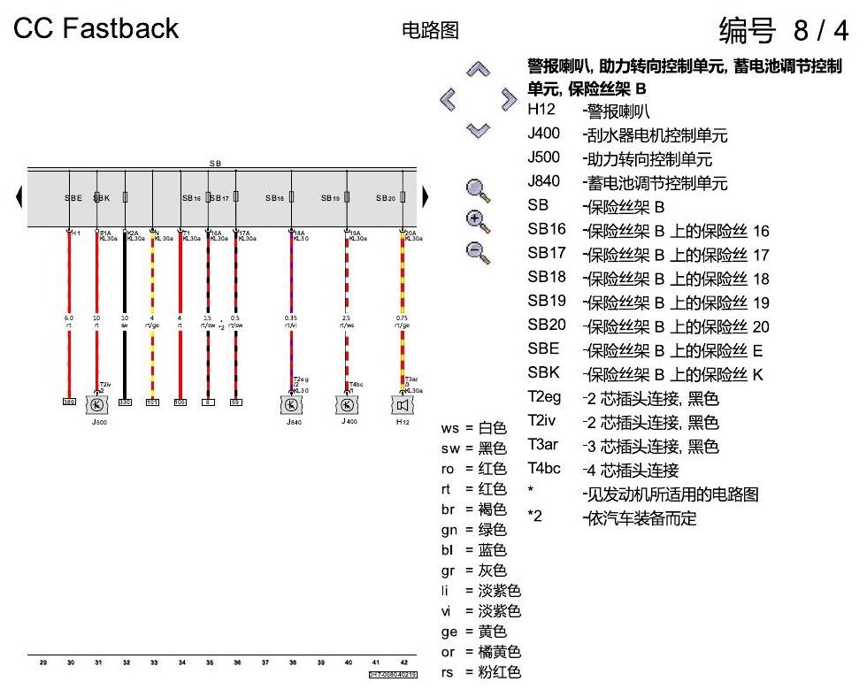 一汽大众CC MQB 保险丝配置 电路图