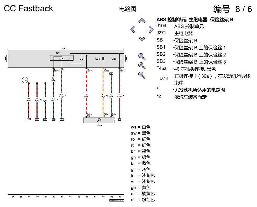 一汽大众CC MQB 保险丝配置 电路图