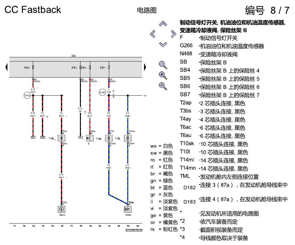 一汽大众CC MQB 保险丝配置 电路图