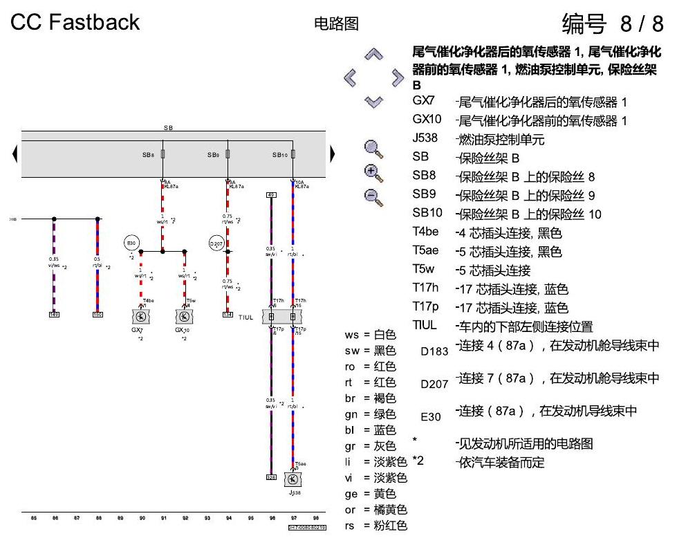 一汽大众CC MQB 保险丝配置 电路图