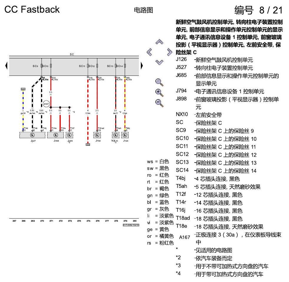 一汽大众CC MQB 保险丝配置 电路图