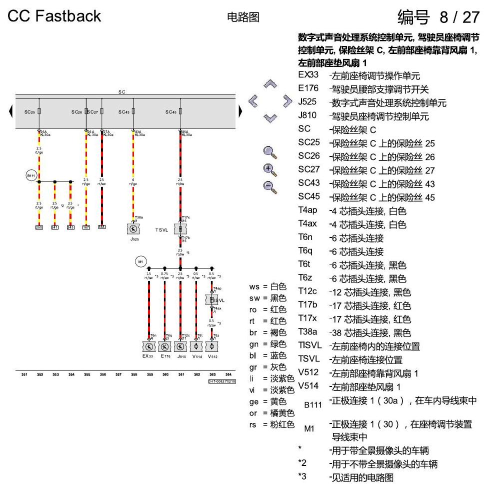 一汽大众CC MQB 保险丝配置 电路图