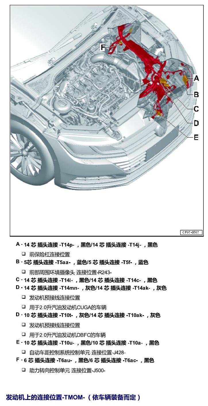 一汽大众CC MQB 安装位置 插头 电路图