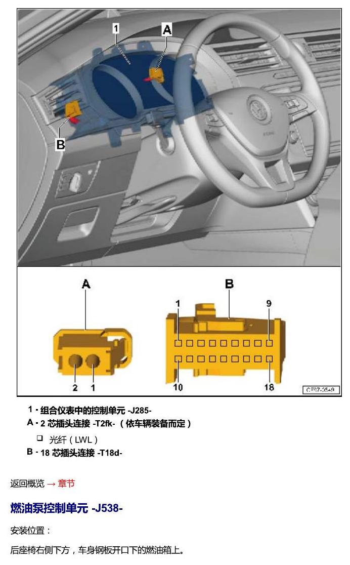 一汽大众CC MQB 安装位置 汽车中部的控制单元 电路图