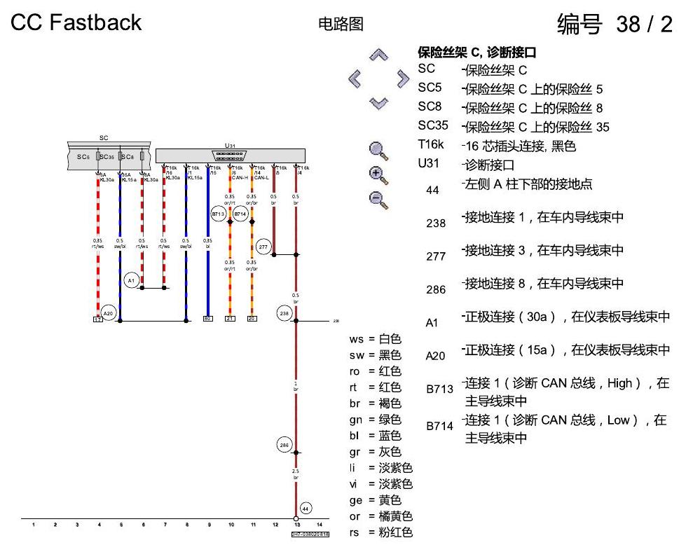 一汽大众CC MQB 数据总线联网 电路图