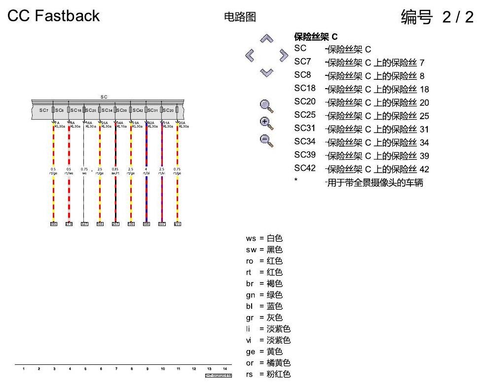一汽大众CC MQB 舒适便捷系统 电路图