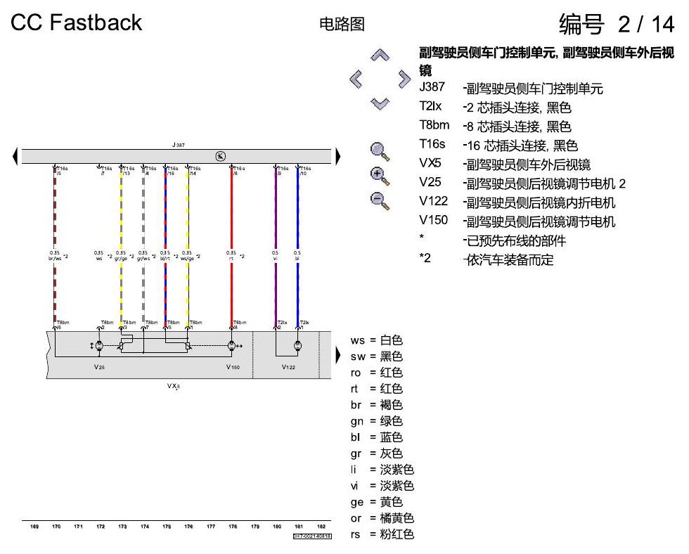 一汽大众CC MQB 舒适便捷系统 电路图