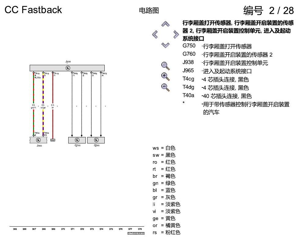 一汽大众CC MQB 舒适便捷系统 电路图