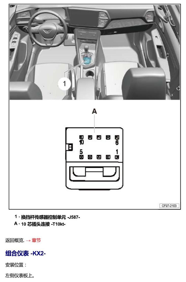 一汽大众Jetta VS5 安装位置 汽车中部的控制单元 电路图