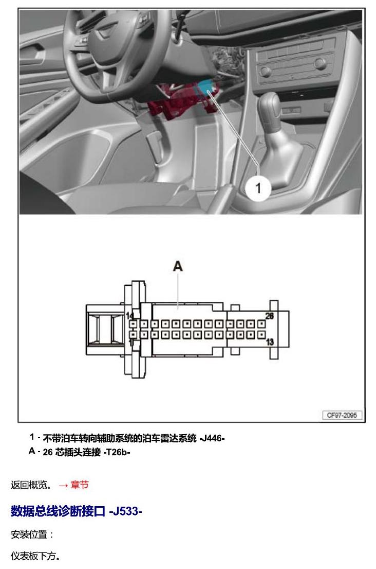 一汽大众Jetta VS5 安装位置 汽车中部的控制单元 电路图
