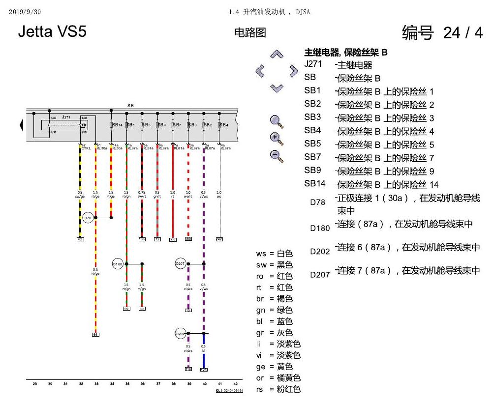 一汽大众Jetta VS5 电路图 1.4 升汽油发动机 , DJSA 电路图