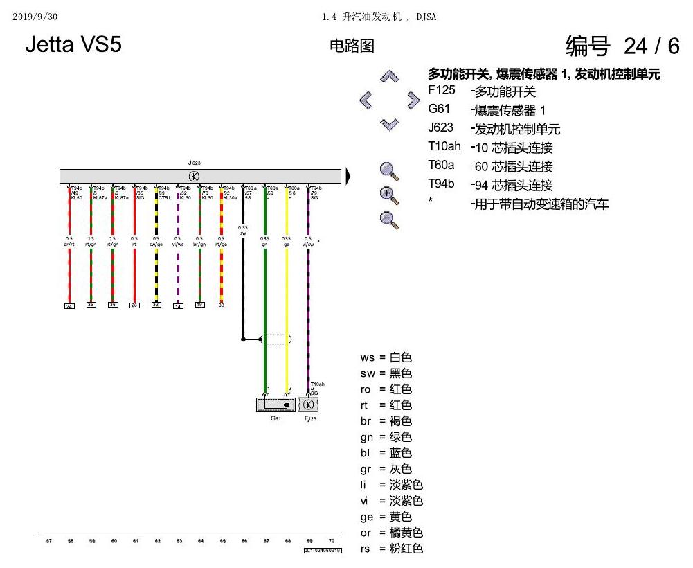 一汽大众Jetta VS5 电路图 1.4 升汽油发动机 , DJSA 电路图