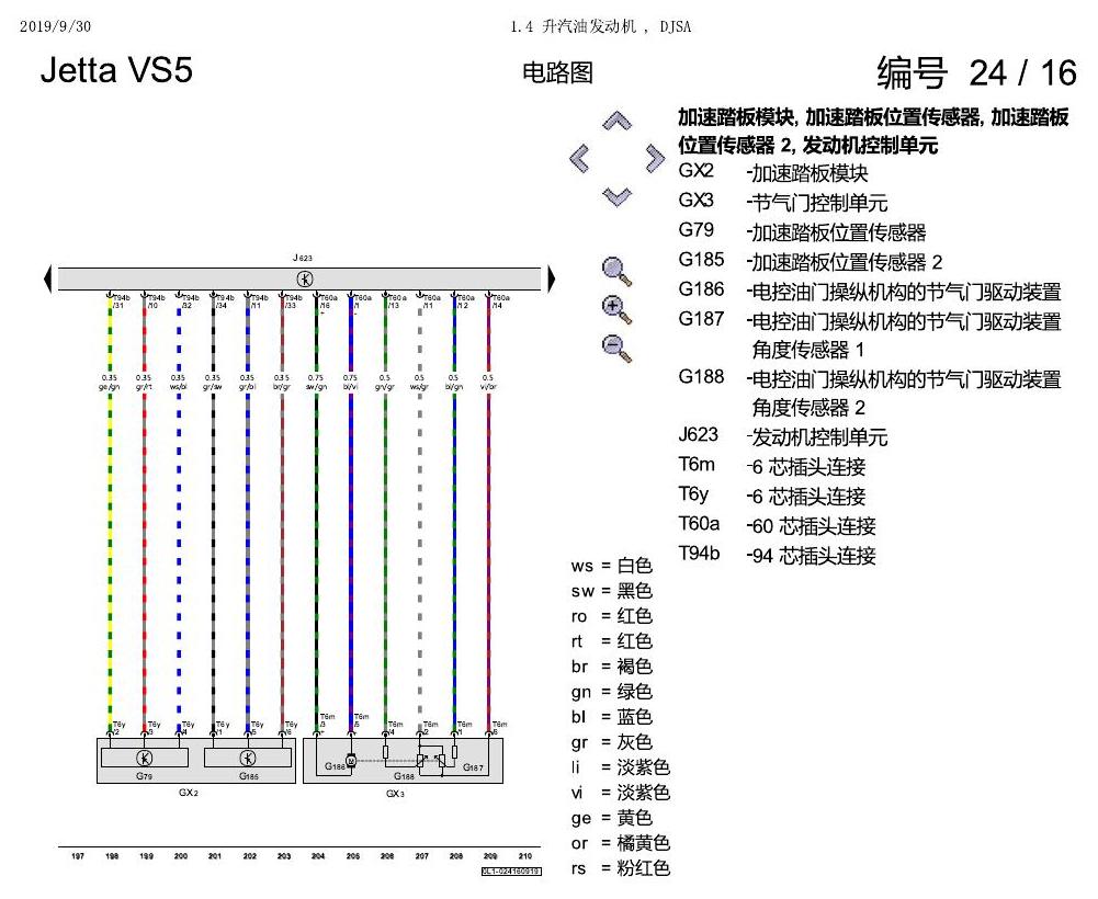 一汽大众Jetta VS5 电路图 1.4 升汽油发动机 , DJSA 电路图
