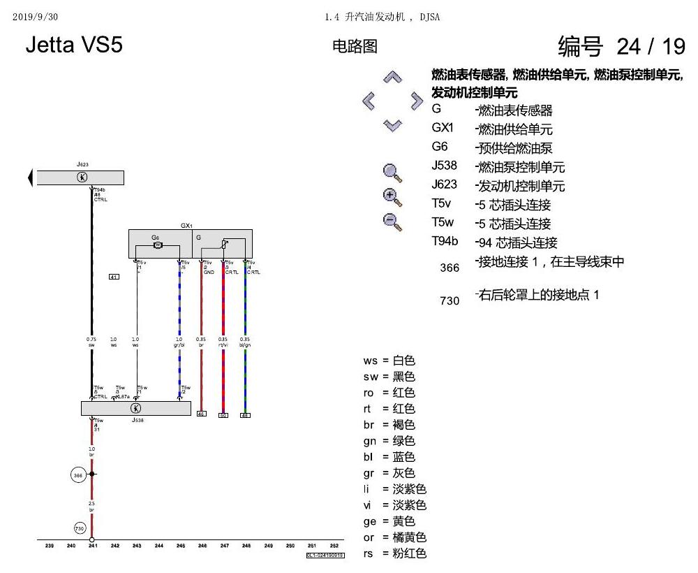 一汽大众Jetta VS5 电路图 1.4 升汽油发动机 , DJSA 电路图
