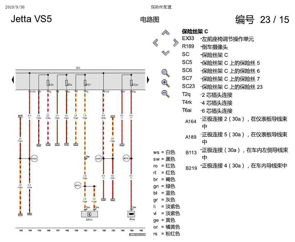 一汽大众Jetta VS5 电路图 保险丝配置 电路图