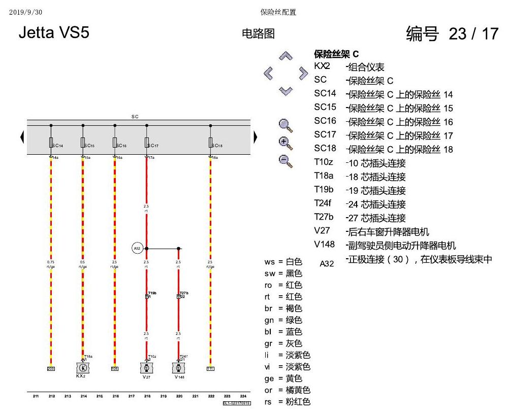 一汽大众Jetta VS5 电路图 保险丝配置 电路图