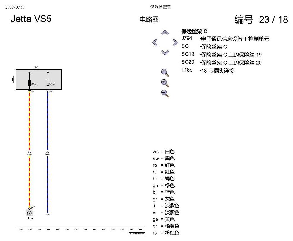 一汽大众Jetta VS5 电路图 保险丝配置 电路图