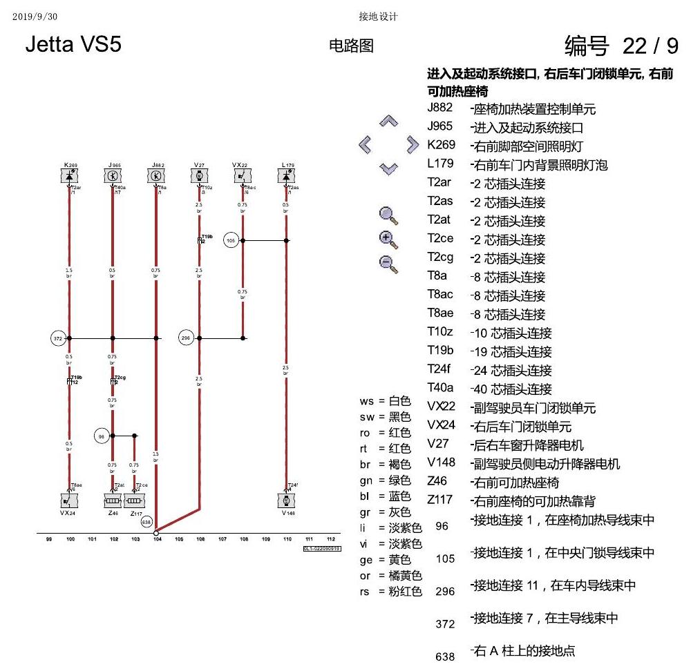 一汽大众Jetta VS5 电路图 接地设计 电路图