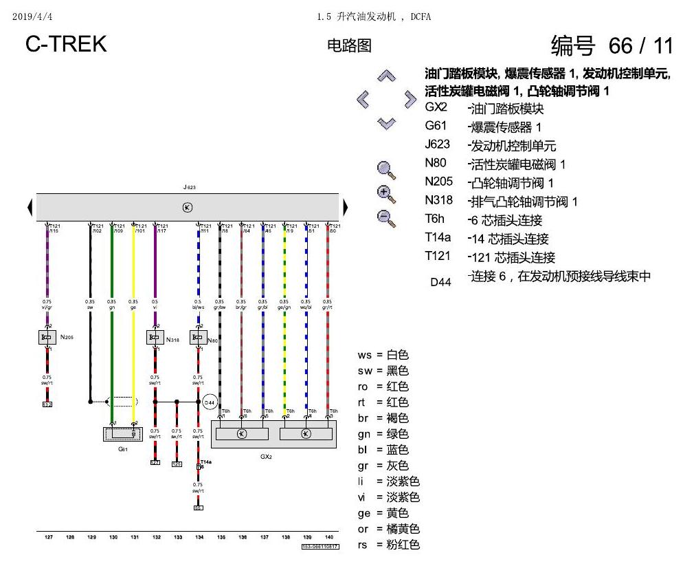 一汽大众宝来1.5 pq25 1.5 升汽油发动机 , DCFA 电路图