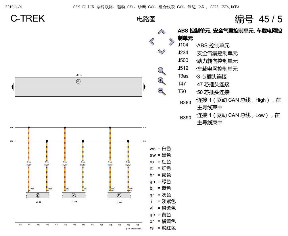 一汽大众宝来1.5 pq25 CAN 和 LIN 总线联网 电路图