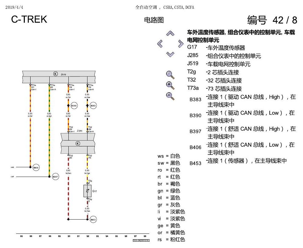 一汽大众宝来1.5 pq25 全自动空调 , CSRA,CSTA,DCFA 电路图