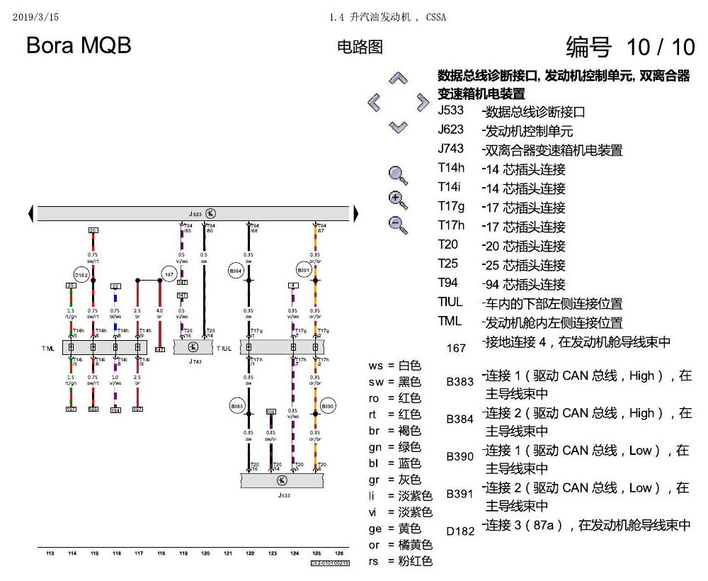 一汽大众宝来MQB 1.5 1.4 升汽油发动机 , CSSA 电路图