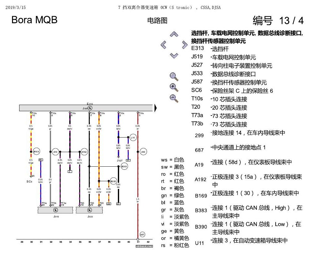 一汽大众宝来MQB 1.5 7 挡双离合器变速箱 0CW(S tronic) , CSSA,DJSA 电路图