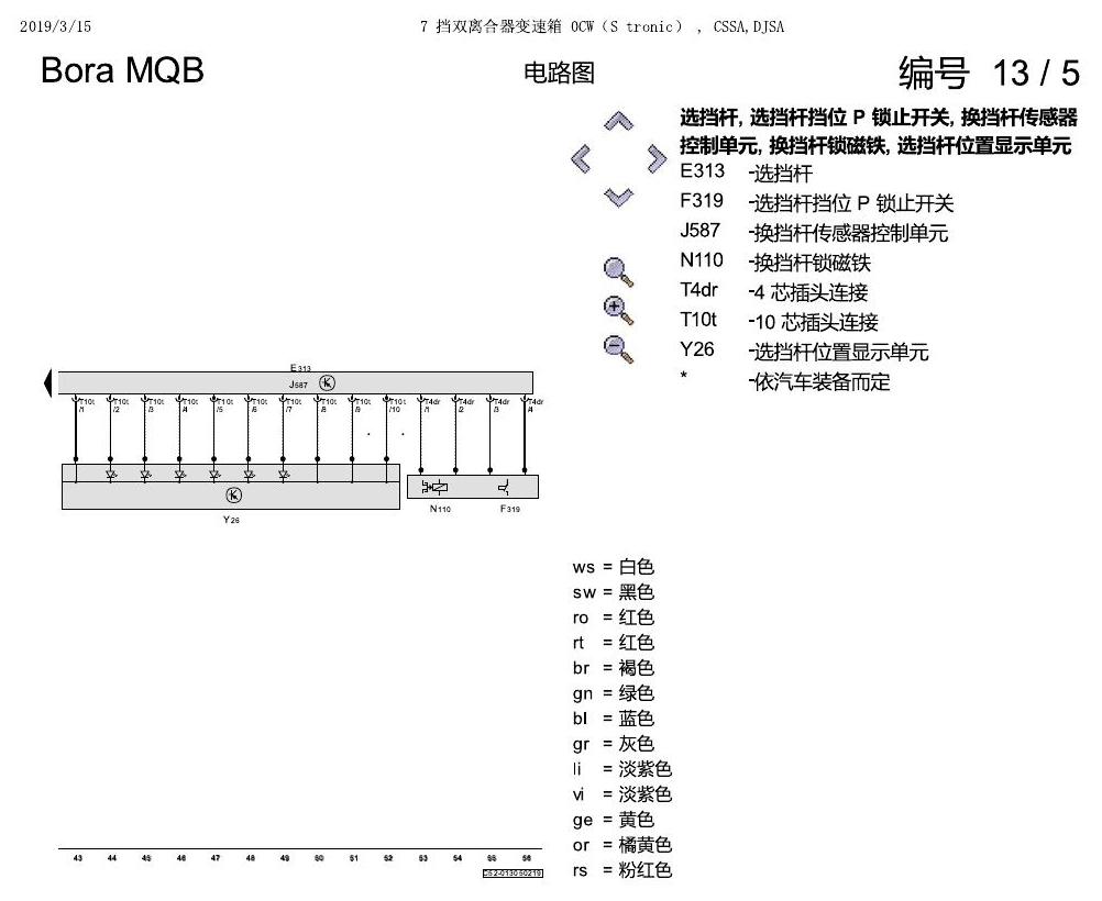 一汽大众宝来MQB 1.5 7 挡双离合器变速箱 0CW(S tronic) , CSSA,DJSA 电路图