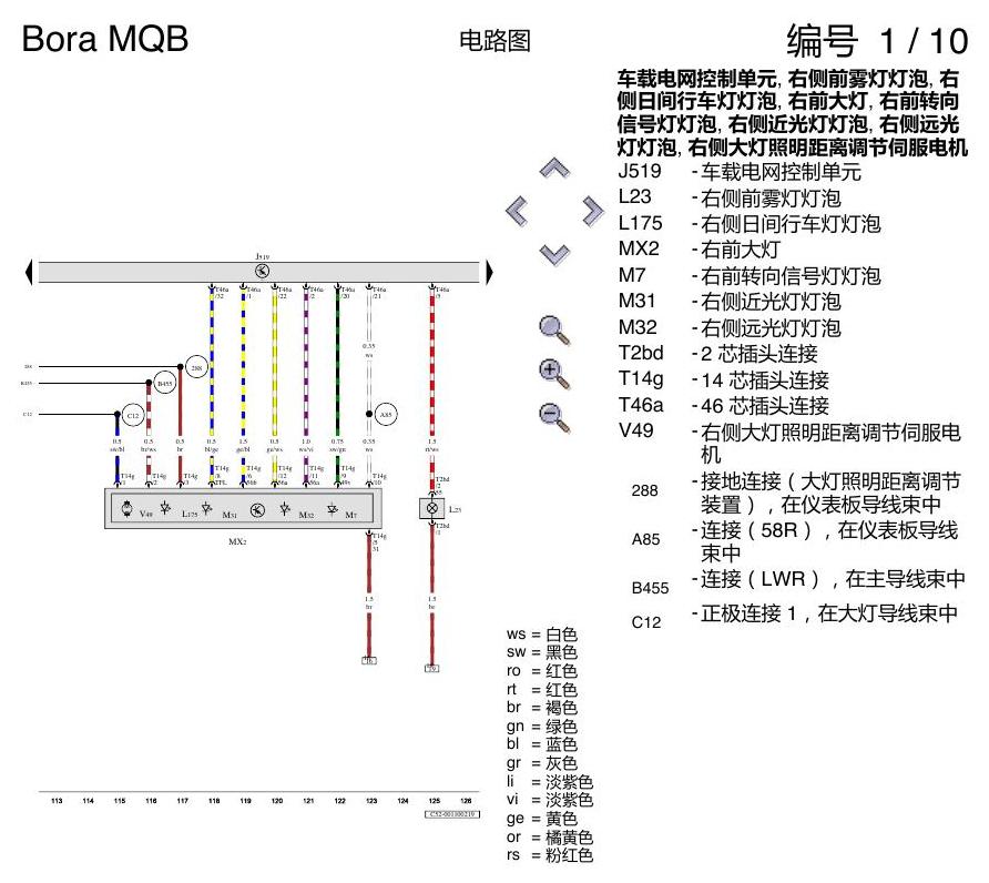 一汽大众宝来MQB 1.5 基本装备 AW1 电路图