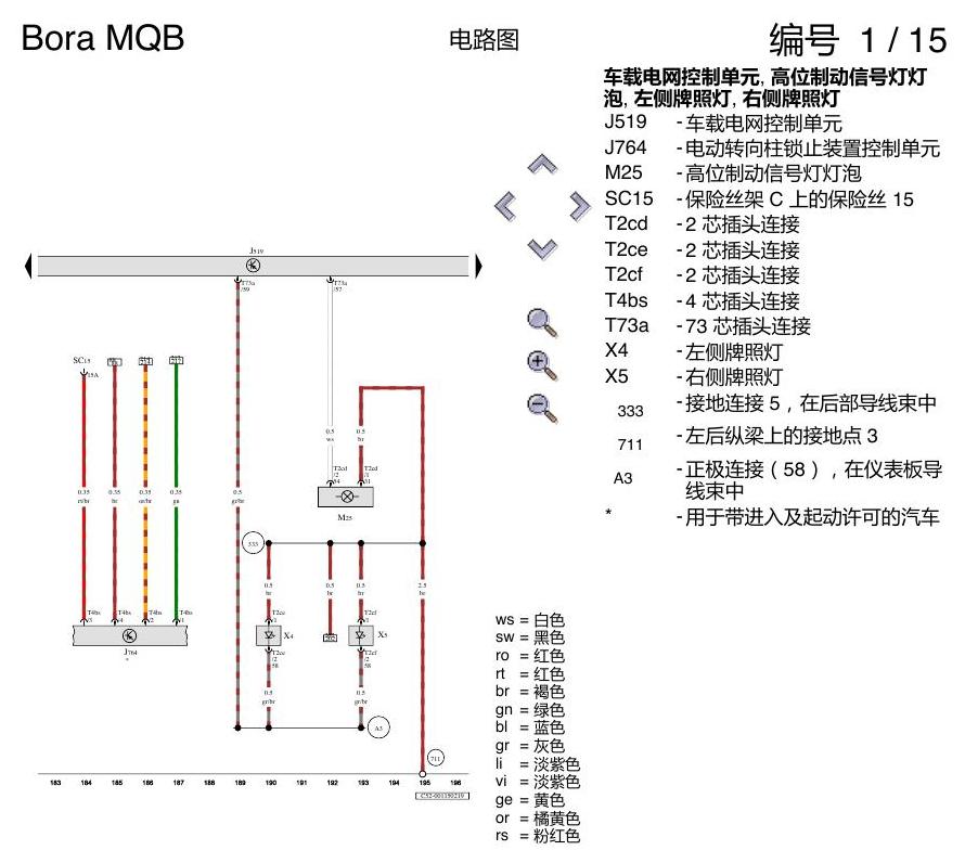 一汽大众宝来MQB 1.5 基本装备 AW1 电路图