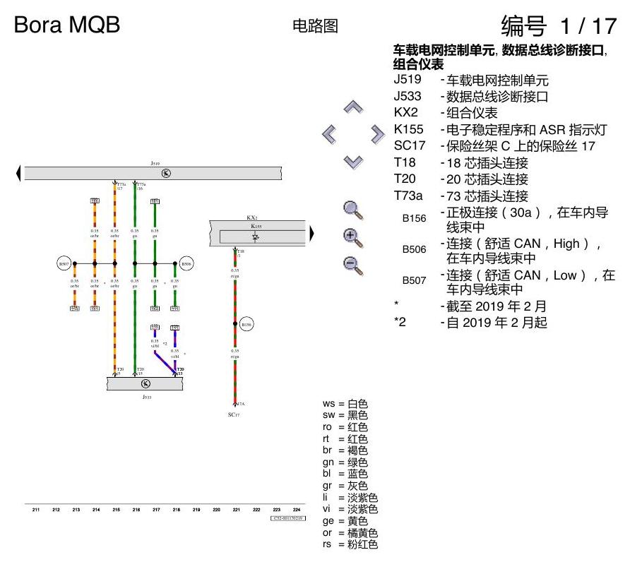 一汽大众宝来MQB 1.5 基本装备 AW1 电路图