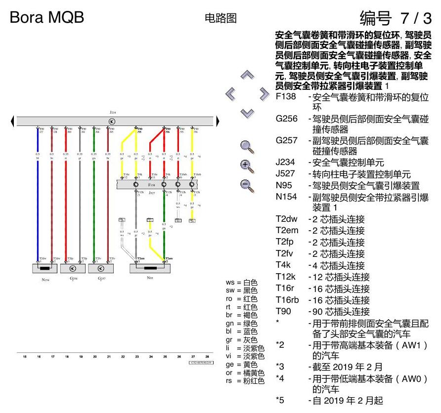 一汽大众宝来MQB 1.5 安全气囊 电路图