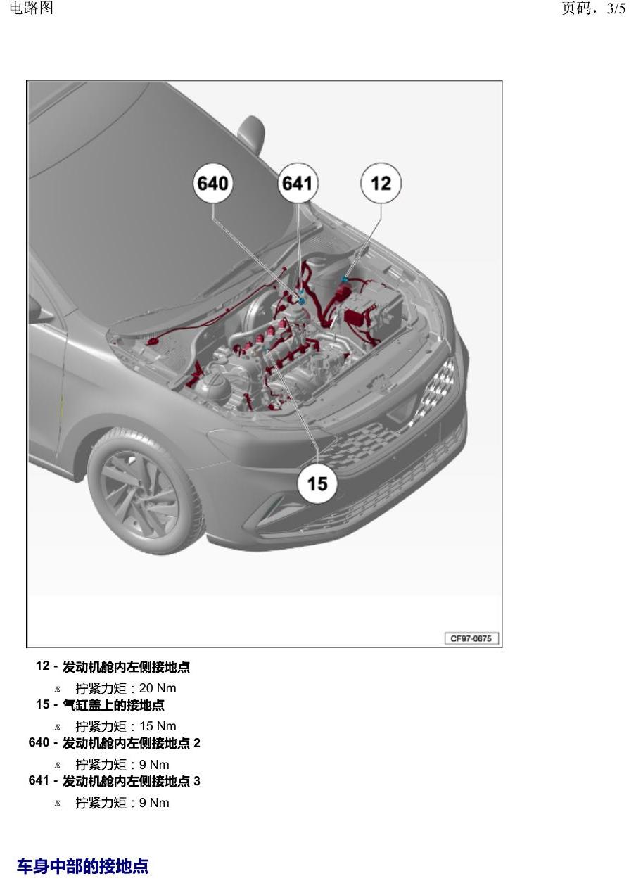 一汽大众捷达VA3 安装位置 接地点 电路图