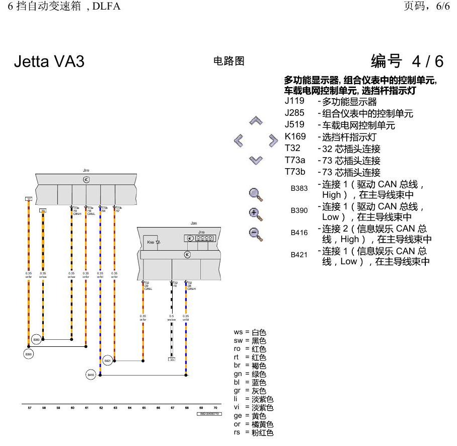 一汽大众捷达VA3 电路图 6 挡自动变速箱 , DLFA 电路图