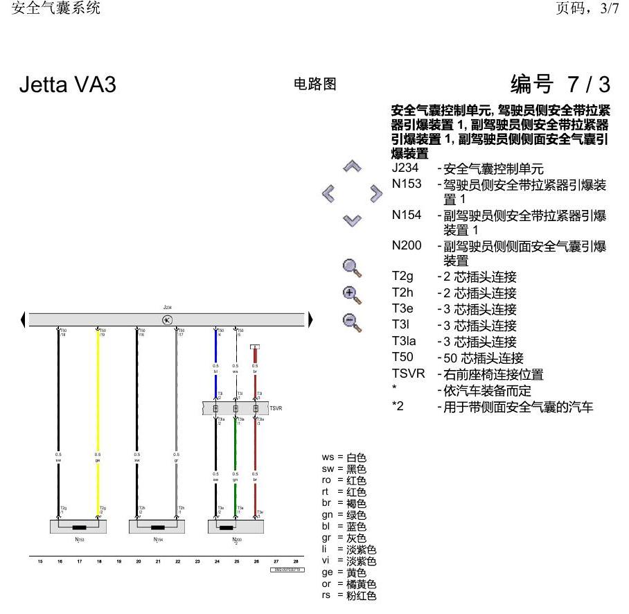 一汽大众捷达VA3 电路图 安全气囊系统 电路图