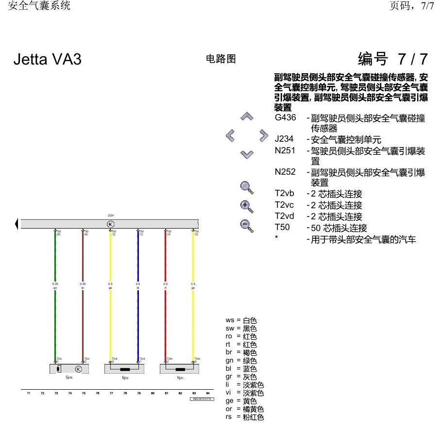 一汽大众捷达VA3 电路图 安全气囊系统 电路图