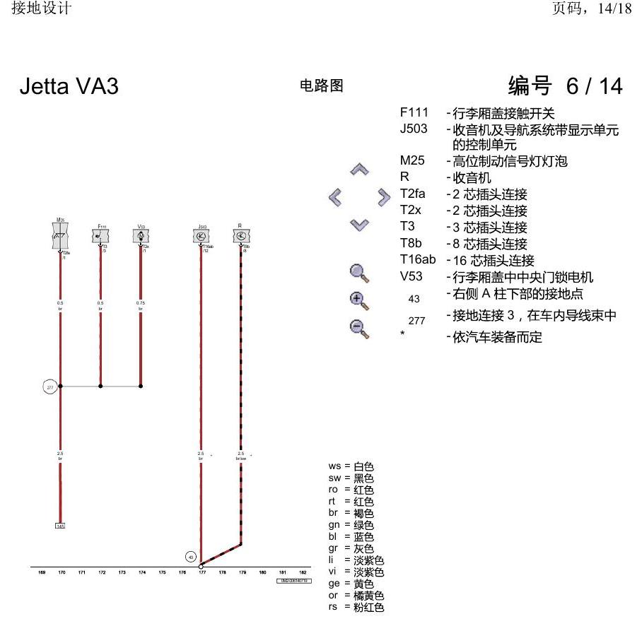 一汽大众捷达VA3 电路图 接地设计 电路图