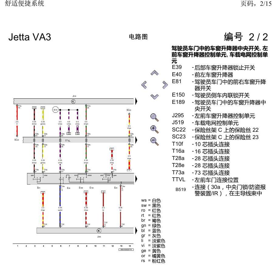 一汽大众捷达VA3 电路图 舒适便捷系统 电路图