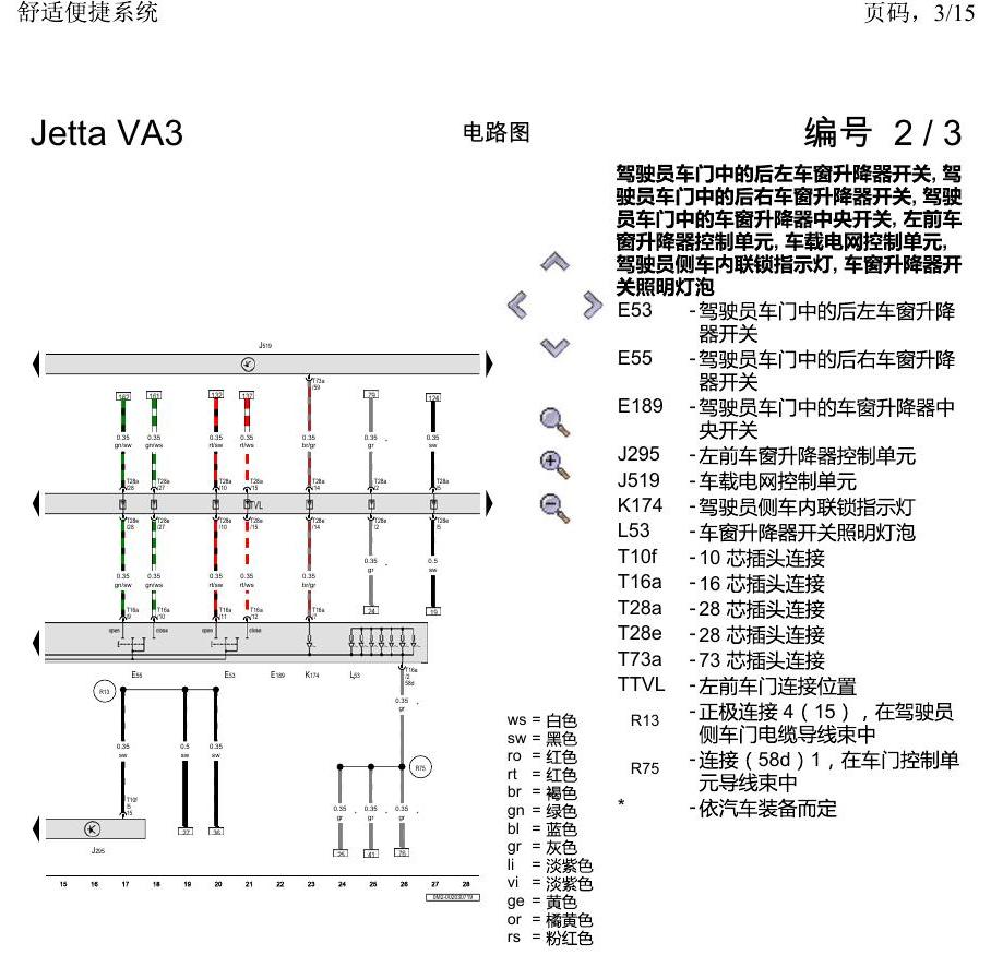 一汽大众捷达VA3 电路图 舒适便捷系统 电路图