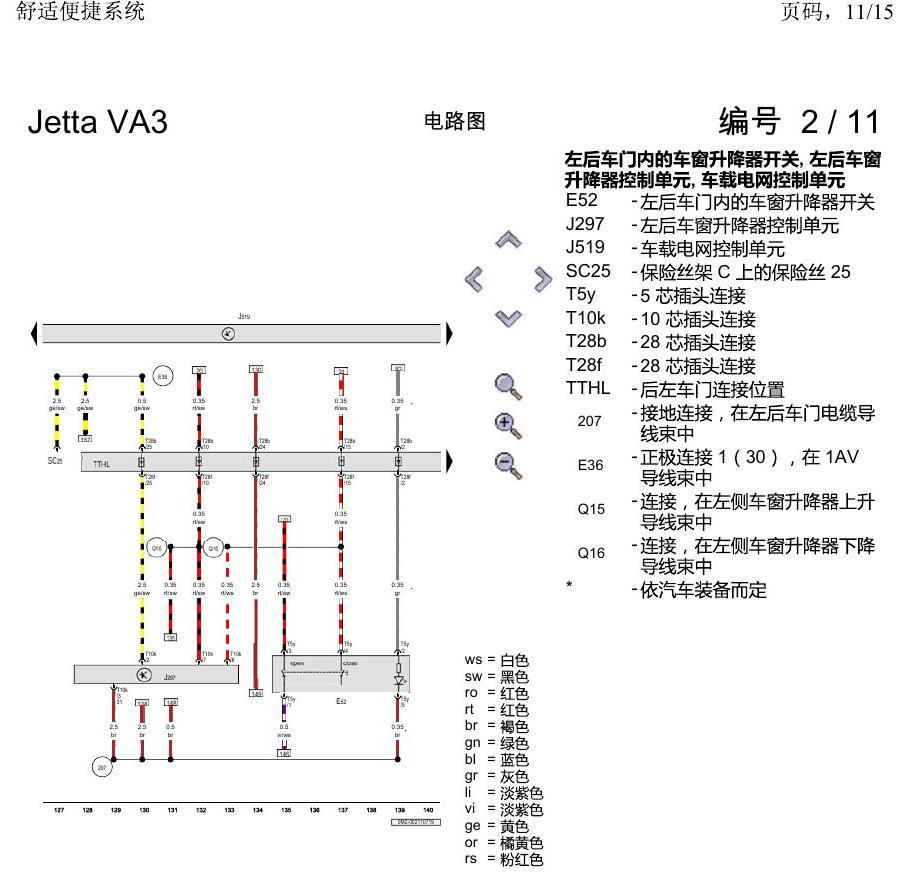 一汽大众捷达VA3 电路图 舒适便捷系统 电路图