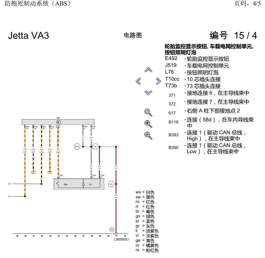一汽大众捷达VA3 电路图 防抱死制动系统(ABS) 电路图
