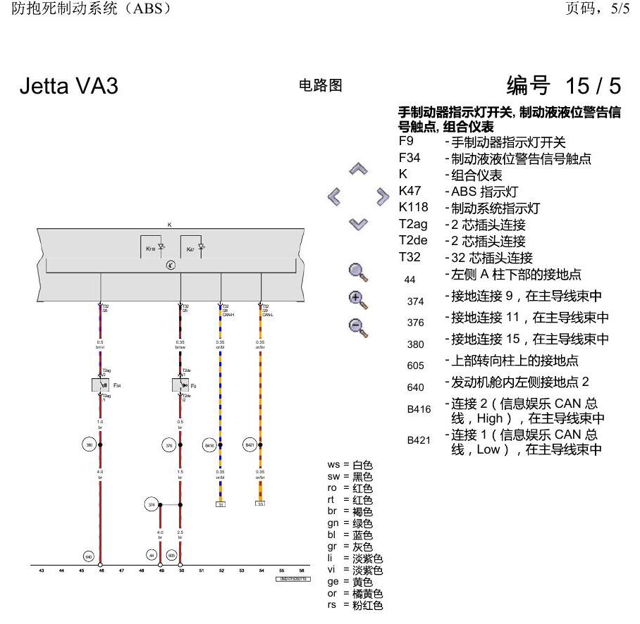 一汽大众捷达VA3 电路图 防抱死制动系统(ABS) 电路图
