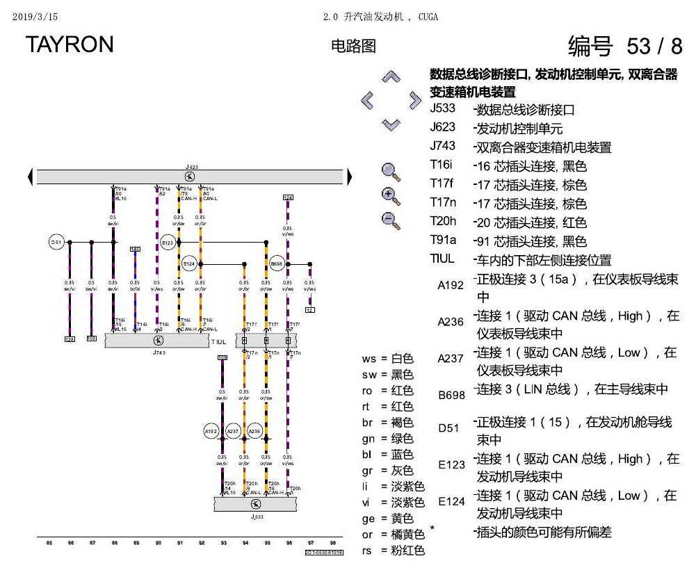 一汽大众探岳 2.0 升汽油发动机 , CUGA 电路图