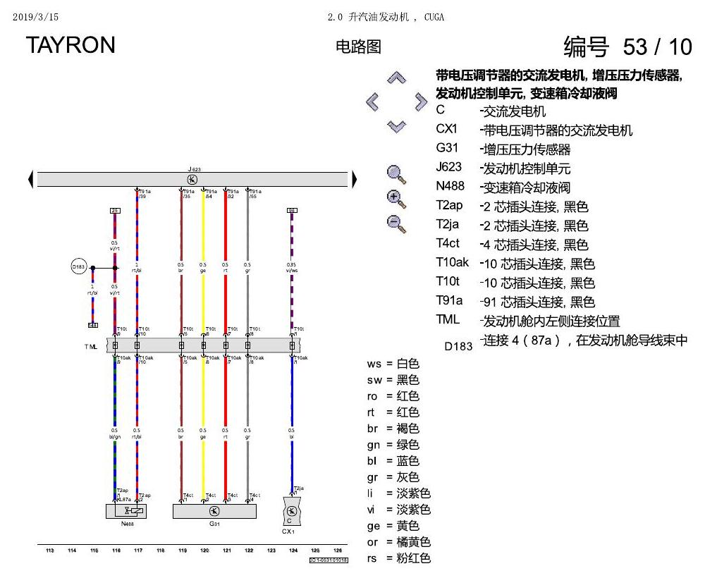一汽大众探岳 2.0 升汽油发动机 , CUGA 电路图