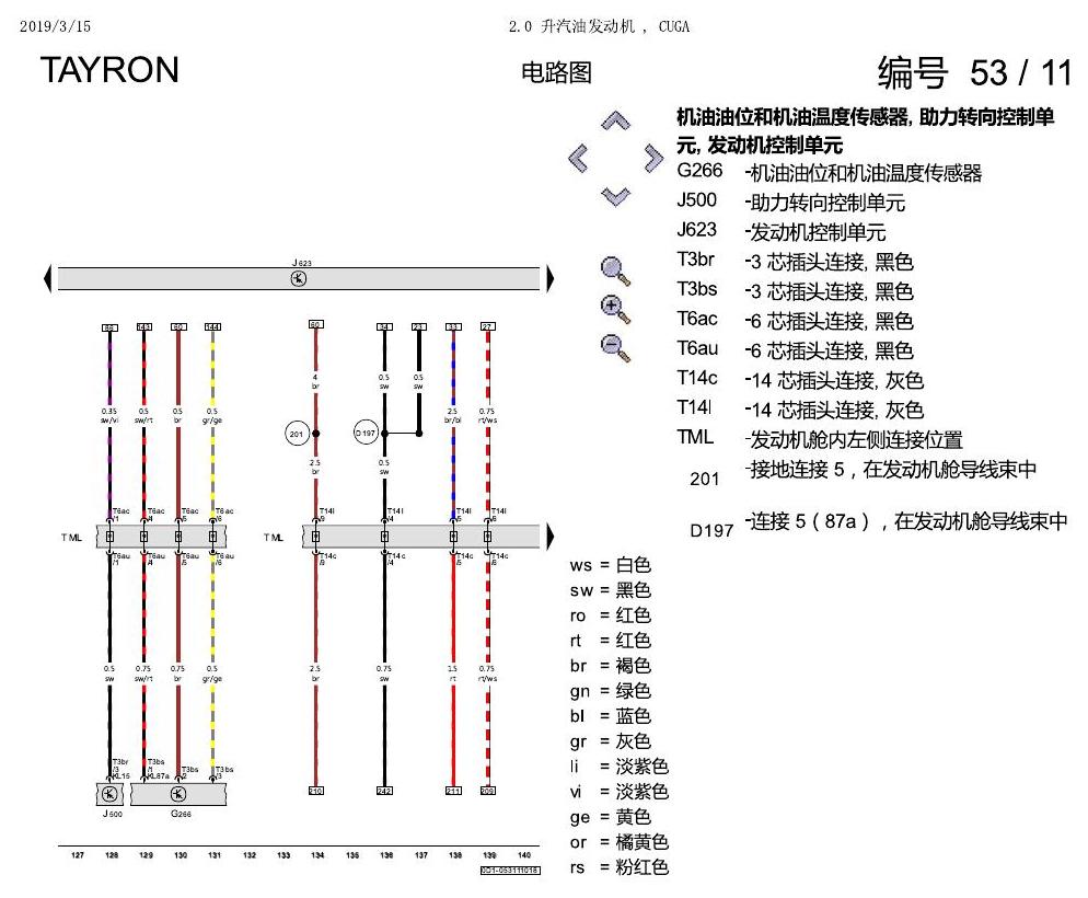 一汽大众探岳 2.0 升汽油发动机 , CUGA 电路图